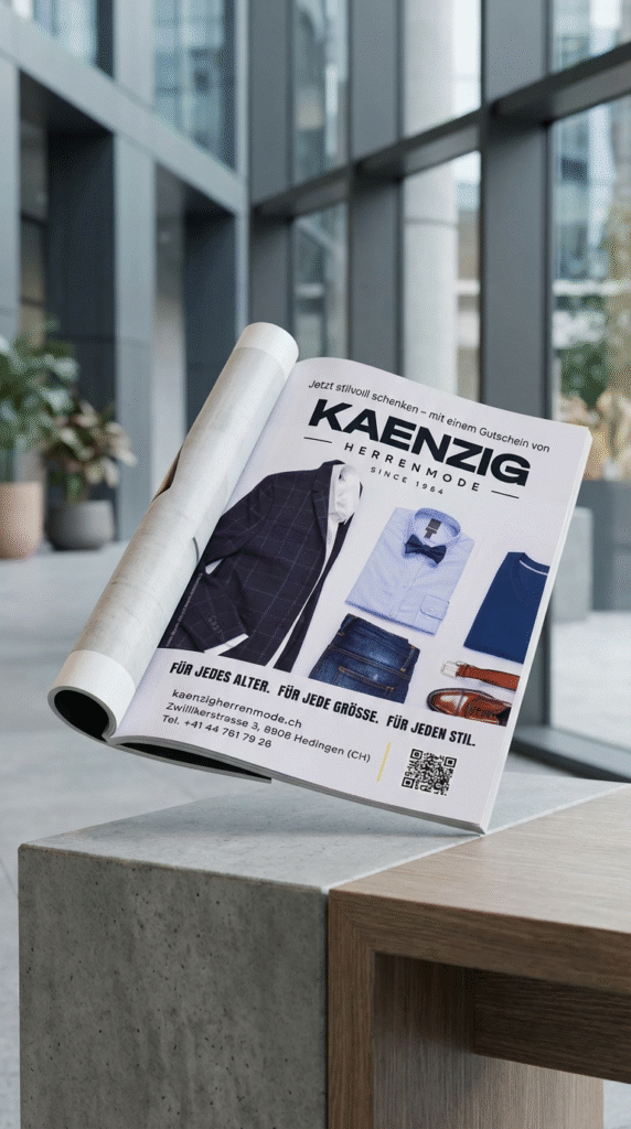 Firefly Gemini Flash Genera il mockup di un annuncio su un magazine usando limmagine in allegato per lan 928404